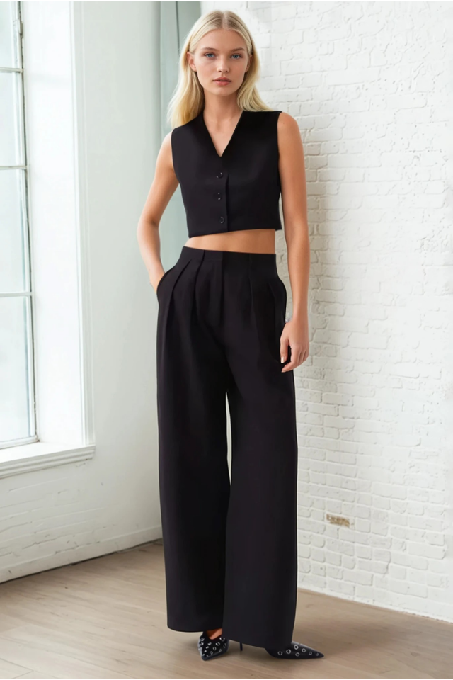 Siyah Geniş Paça Palazzo Pantolon